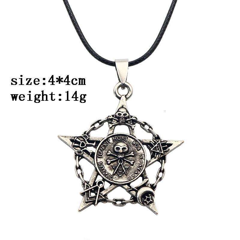 Retro Five-Pointed Star for Women Men Skull Pirate Pendant Black Leather Rope Necklace Jewelry Accessories 2025 H260312