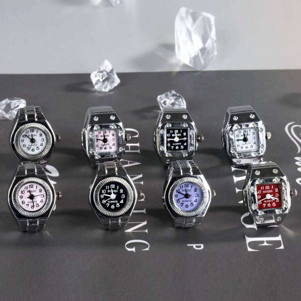 Fashion Real Ring for Men Women Silver Color Stainless Steel Punk Jewelry Mini Clock Retro Creative Battery Rings H260312