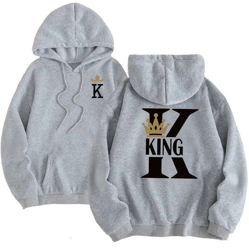 Hot selling women's men's hoodies, king queen printed sportswear, casual couple outfits, pullovers, daily wear Z260314