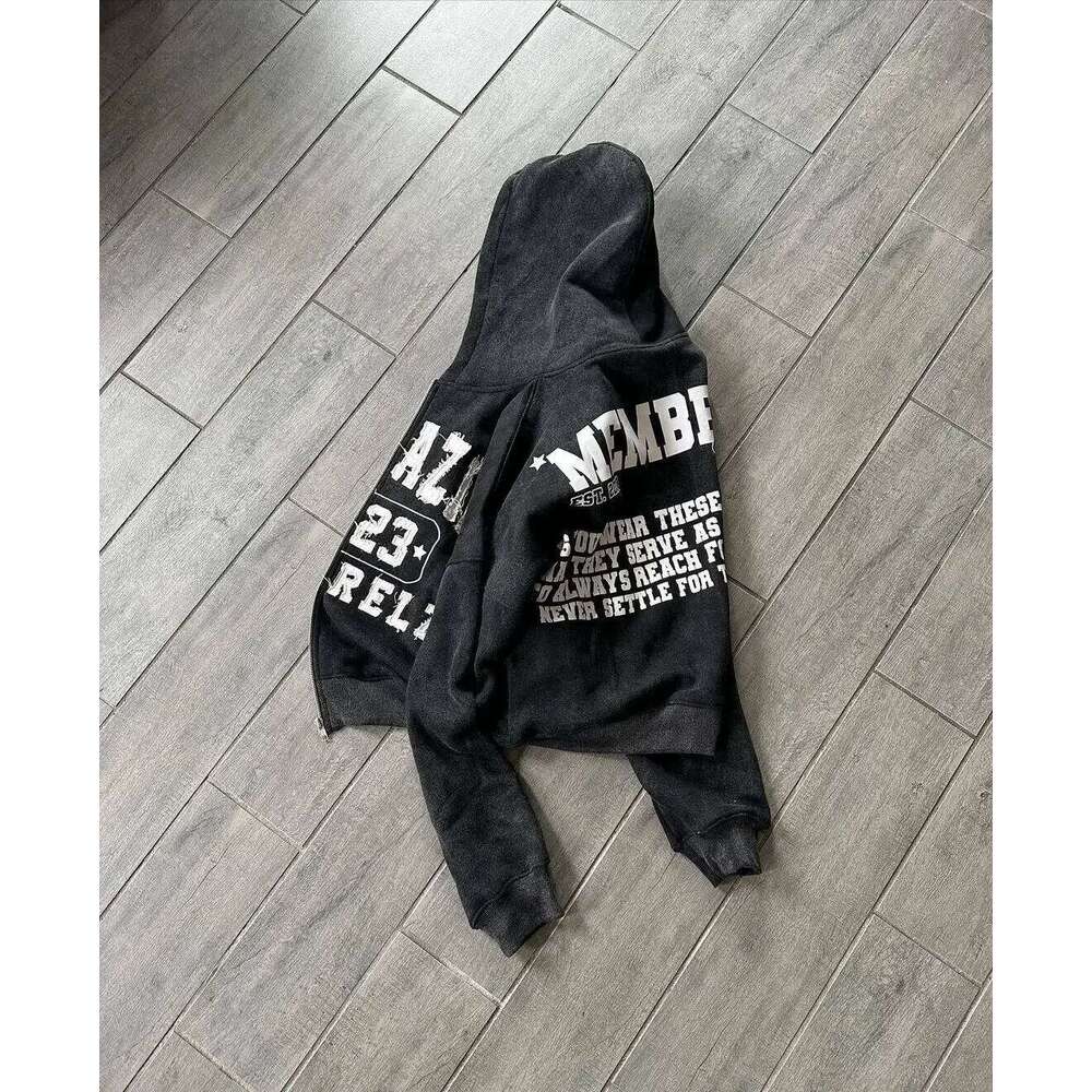 2024 American Retro Zipper Hoodie Trendy Letter Patch Embroidery Fashion Loose Gothic Harajuku Sweatshirt Casual 2K Women's Top Z260314