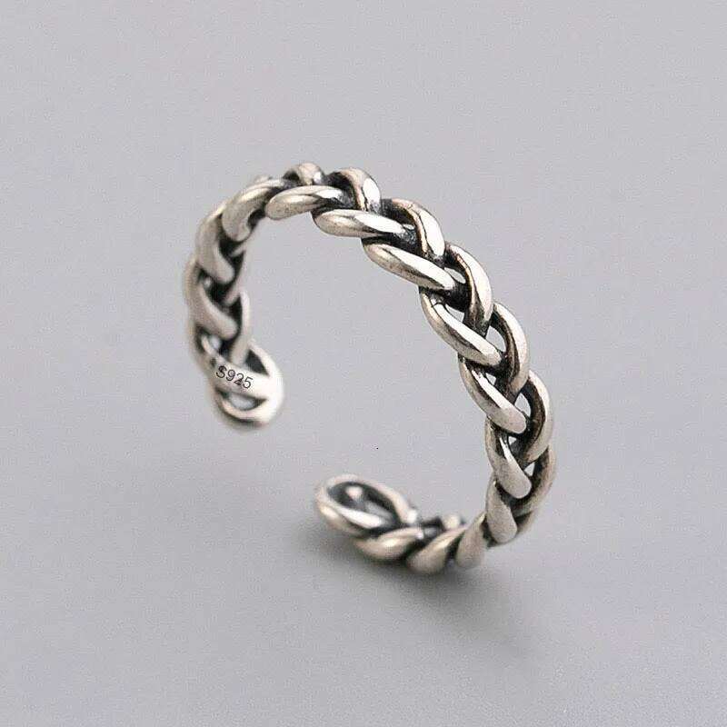 925 Sterling Silver Rings for Women Men Couple Minimalist Handmade Simple Chain Ring Party Jewelry Gift Prevent Allergy H260312