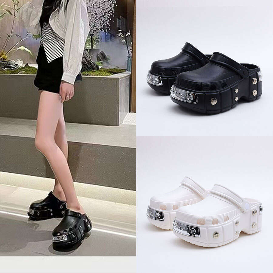 New Summer Paris Clogs for Women, Outdoor Wear, Non-Slip, Height-Increasing, Thick-Soled, Closed-Toe Sandals, Thick-Soled Couples' Shoes with a S