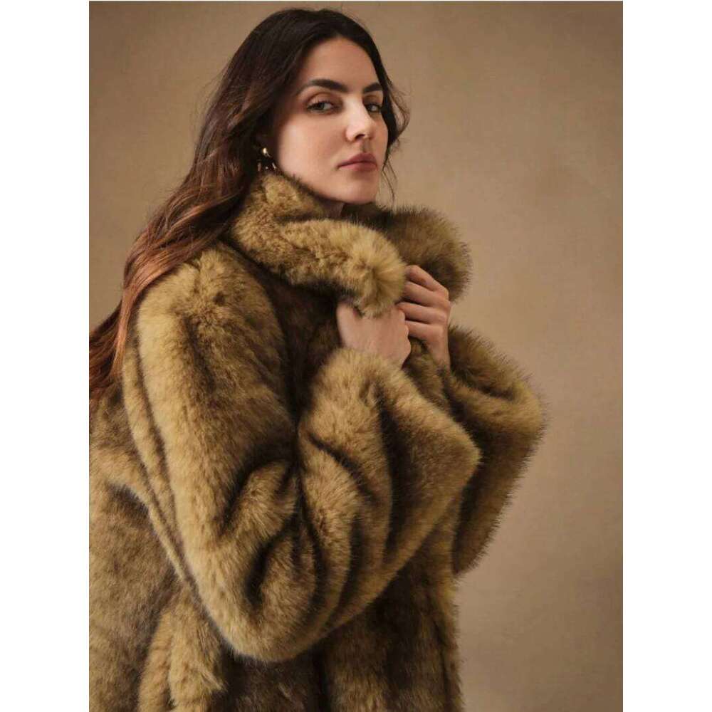 New Autumn and Winter Fashionable Long Coat Imitating Fox Fur Fluffy Parka Jacket Z260313
