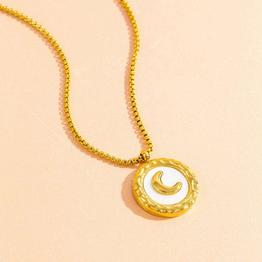 Moon Pendant Necklace Women - 18K Gold Plated Stainless Steel, Hypoallergenic Charm Jewelry Gift for Daily Wear H260312