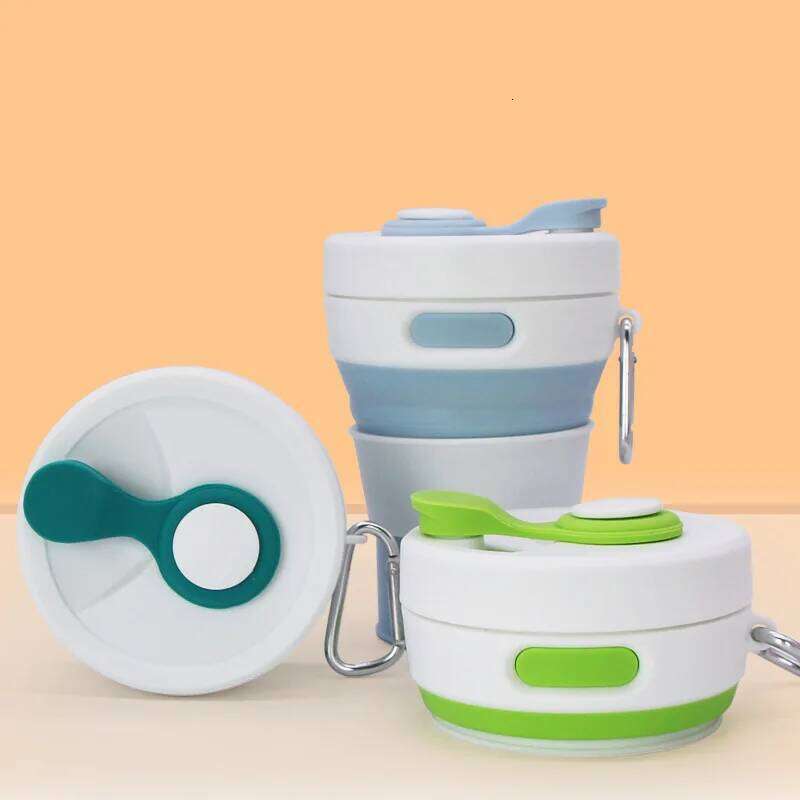 Silicone Folding 450ml Reusable Portable Telescopic Coffee Cups Outdoor Camping Travel Hiking Collapsible Cup Drinkware Z260314