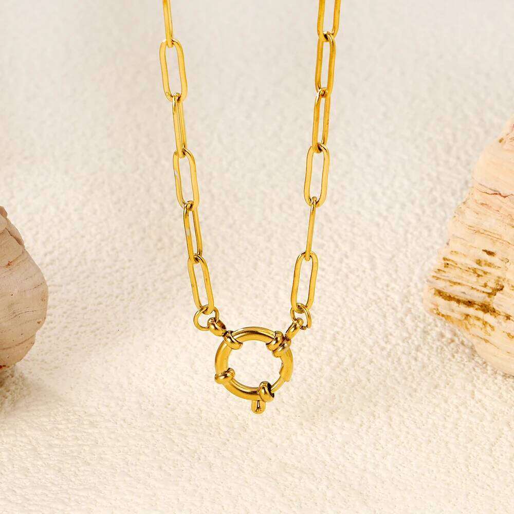 Fashion Stainless Steel Necklace Charm Metal Texture Collar Waterproof for Women's Personality Jewelry Gift H260312