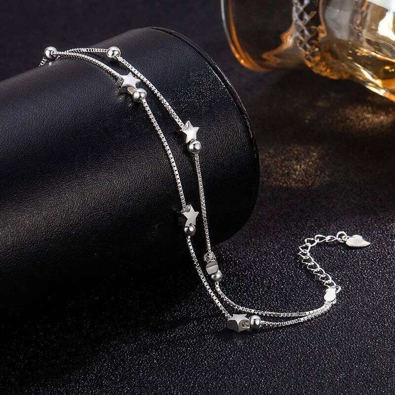 925 Sterling Silver Star Bracelets for Women Fashion Korean Five-pointed Double Layered Charm Bracelet Luxury Original Jewelry Z260313