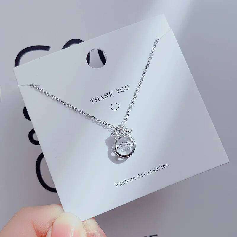 Korean Style Niche Design Dynamic Necklace for Women, Elegant and Simple Cr Pendant Collarbone Chain Geometric Neck Jewelry H260312