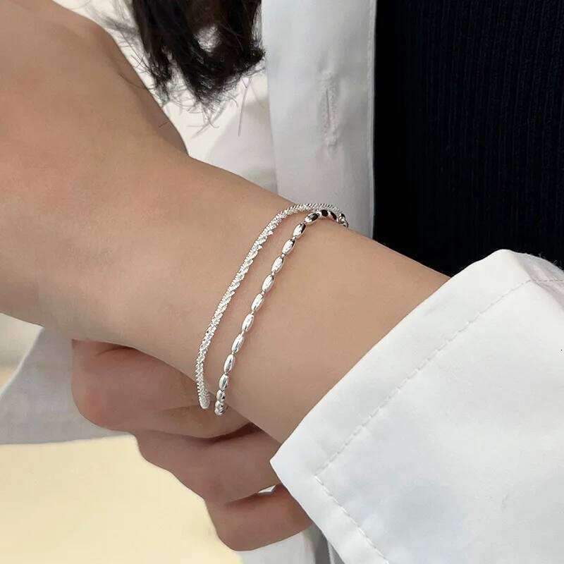 New 925 Sterling Silver Sparking Starry Sky Bracelets For Women Girls Vintage Double Layer Chain Bracelet Party Jewelry Z260313