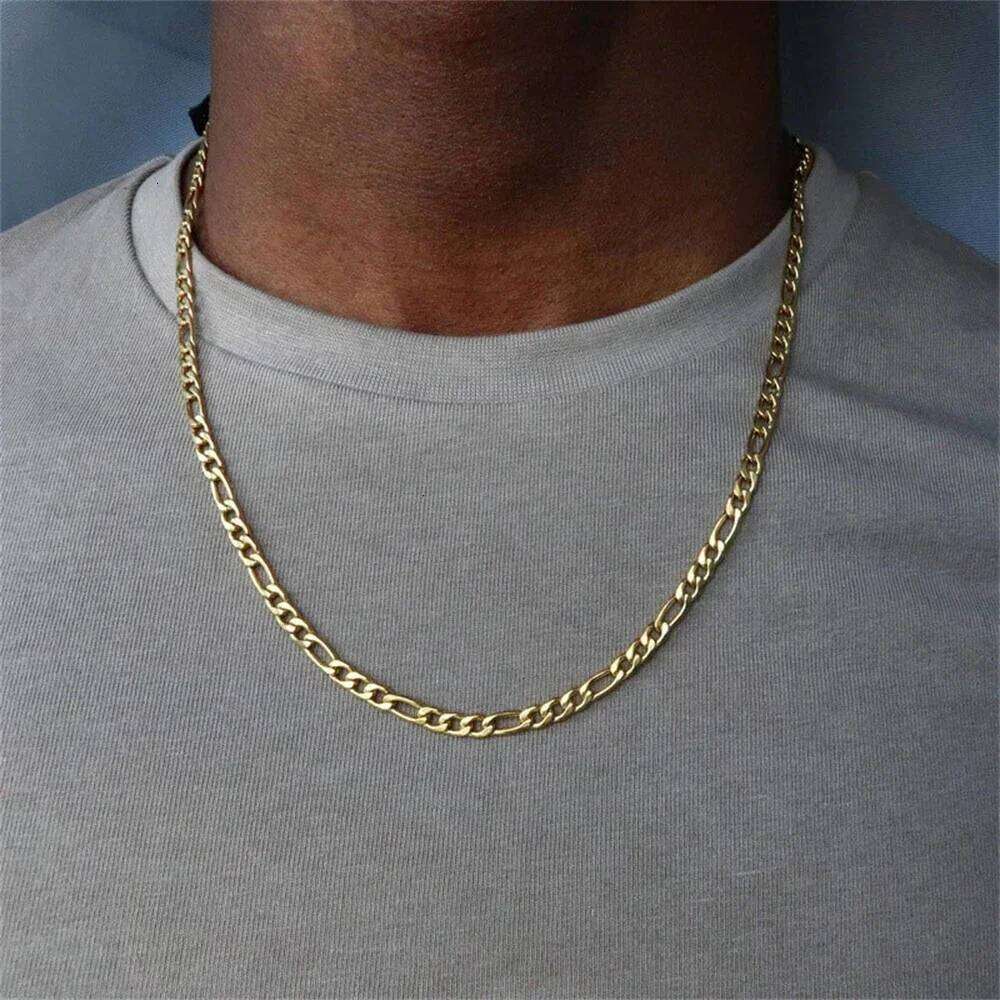 SUMENG New Punk Figaro Chain Necklace Silver Color Gold Alloy Long For Men Hip Hop Fashion Jewelry Gifts 2024 H260312