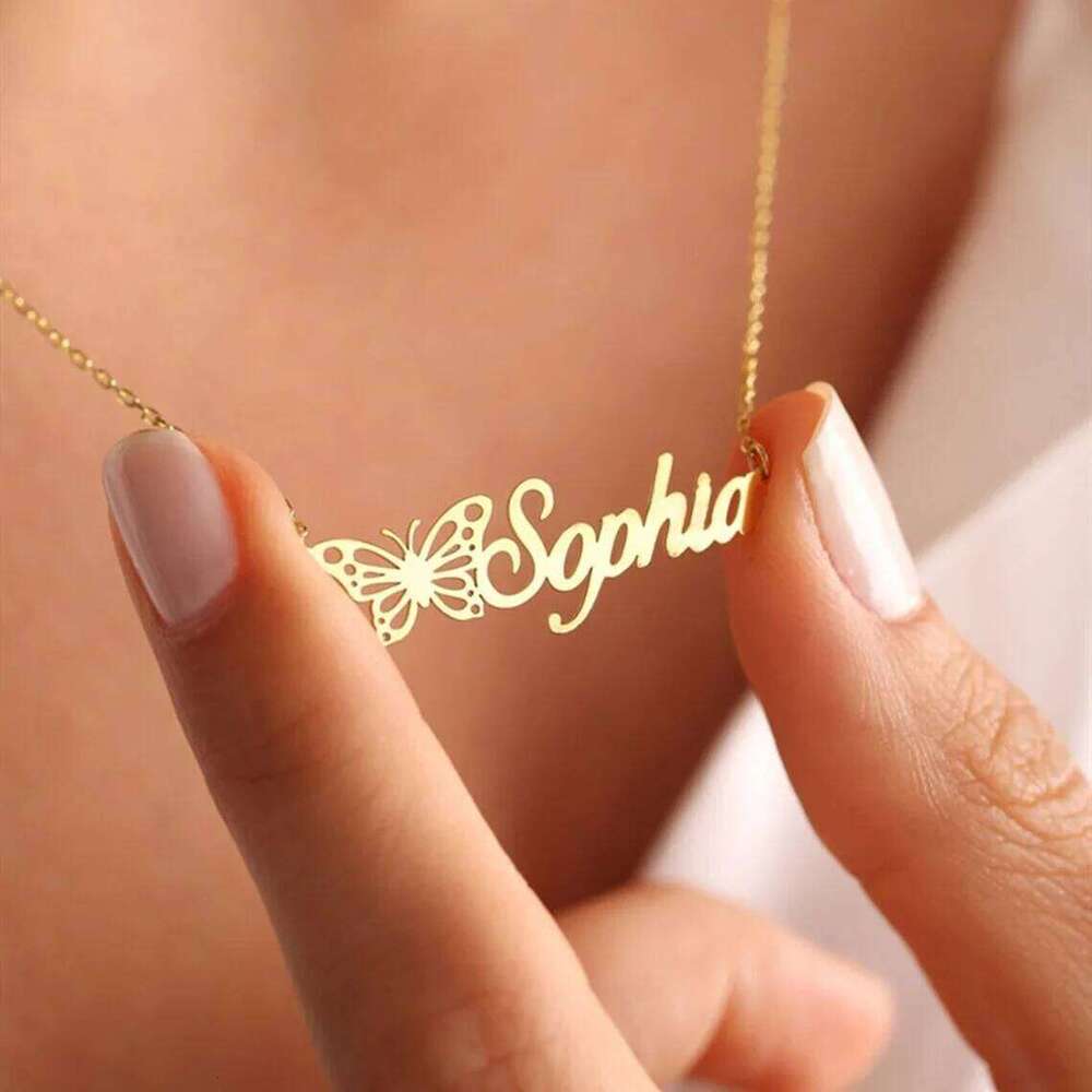 Custom Necklaces For Women Personalized Name Necklace With Heart Butterfly Choker Stainlesss Steel Wedding Jewelry Gift Bff H260312