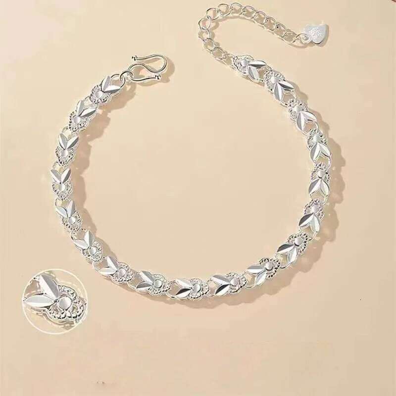 Cute Silver Lucky Rabbit Bracelet Double Sided Carving Adjustable DIY Elegant Charm Bracelets Gift for Women Z260313