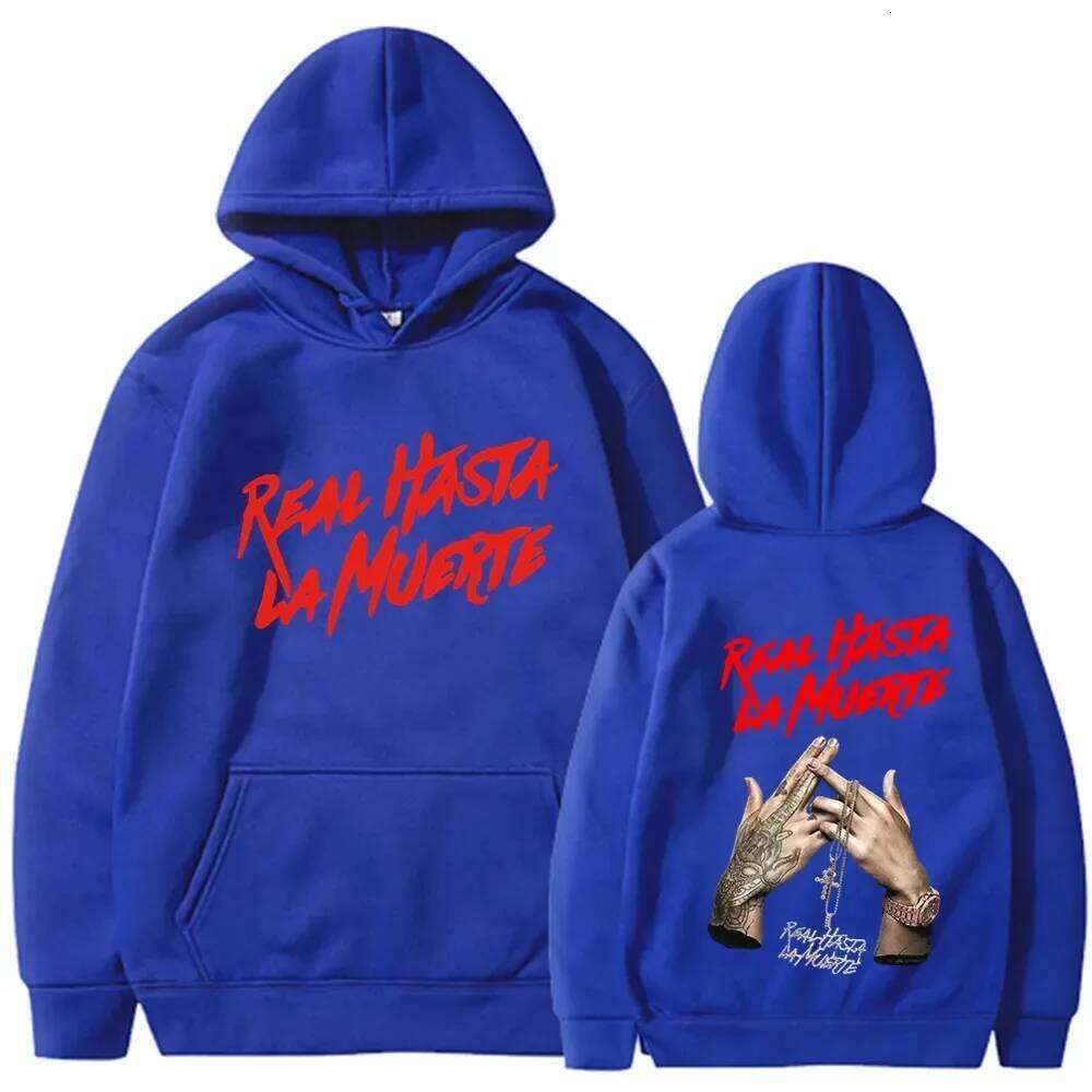 Rapper Anuel AA's hooded sweatshirt, stylish coat for both men and women, singer's printed pattern sweatshirt Z260315