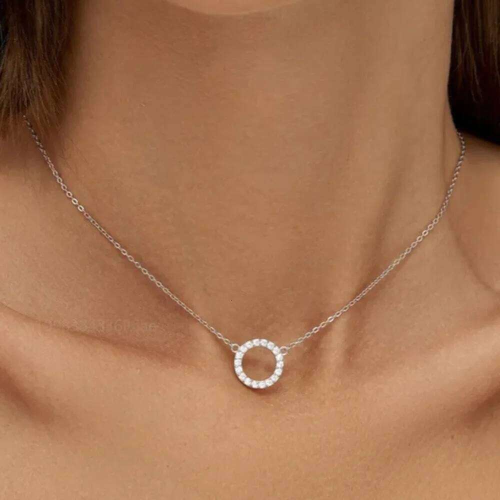 Fashion Geometric Circular for Women Minimalist Stick Pendant Link Chain Necklace Collarbone Collares Jewelry H260312