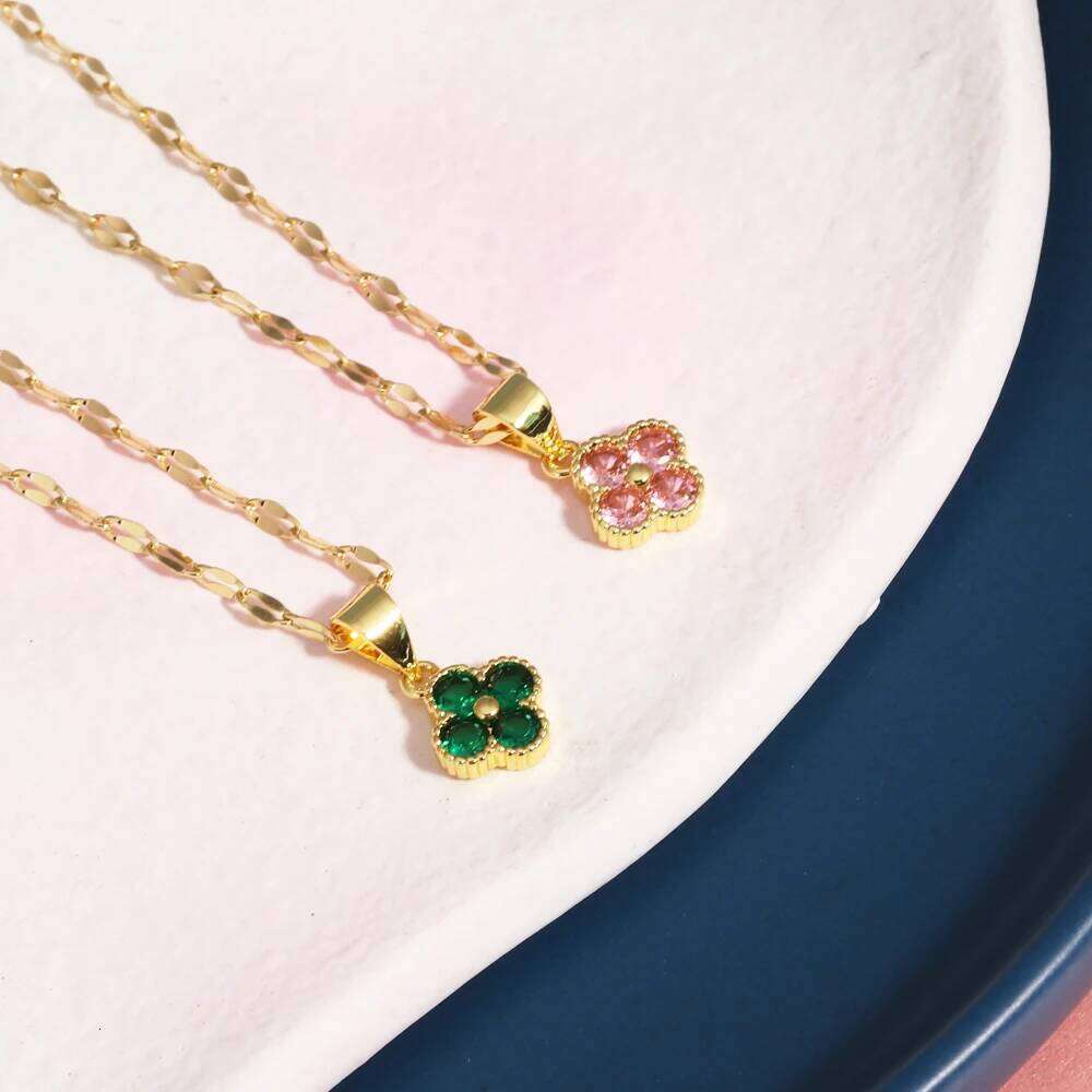 Stainless Steel Multicolor Zircon Cr Necklace Female Personality Fashion Niche Collarbone Chain Design Sense H260312