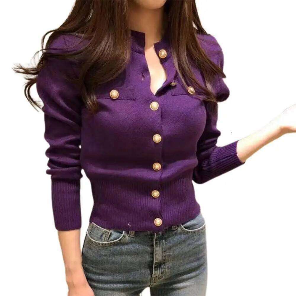 Women Cardigan Sweater Decorative Pockets Faux Pearl Buttons Knitted Coat Short Single Breasted Korean Slim Chic Ladies Tops Z260314