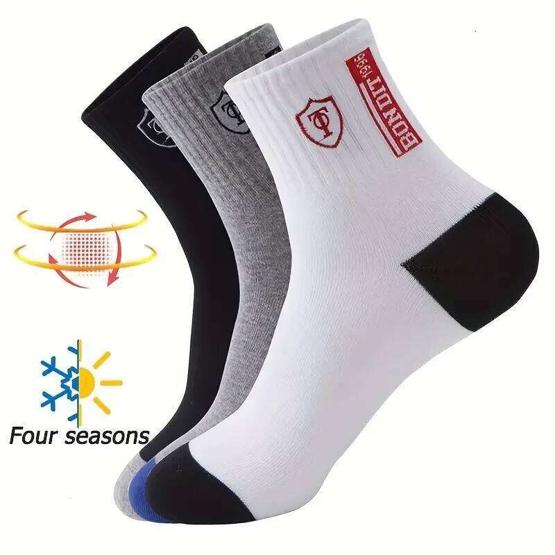 10/5pairs Breathable Men's Basketball Crew Socks for Spring and Fall Sweat Absorption Deodorant Sports Stockings Z260313