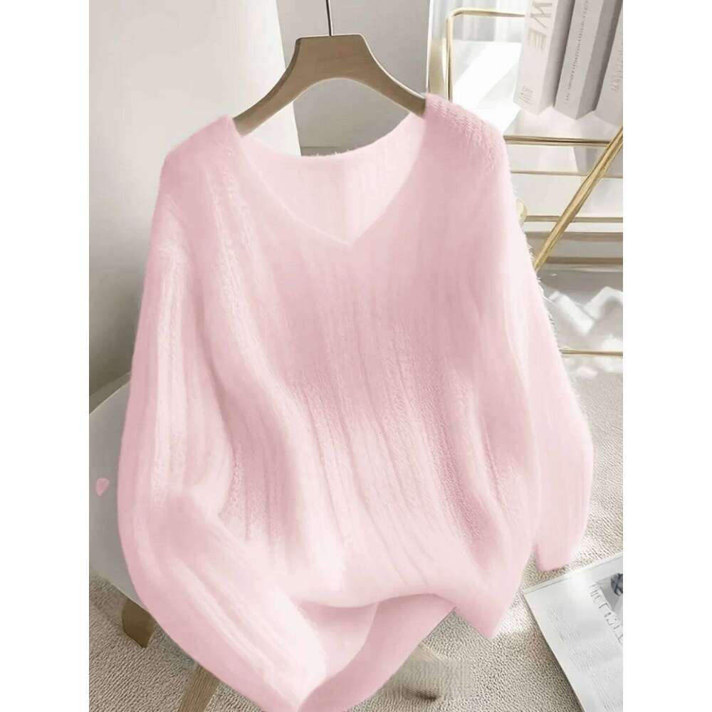 Classic Stripe V-Neck Pullover Sweater Fashion Women's Tops Hot Woolen Soft Knit Long Sleeve Beautiful Ladies Sweate Z260313