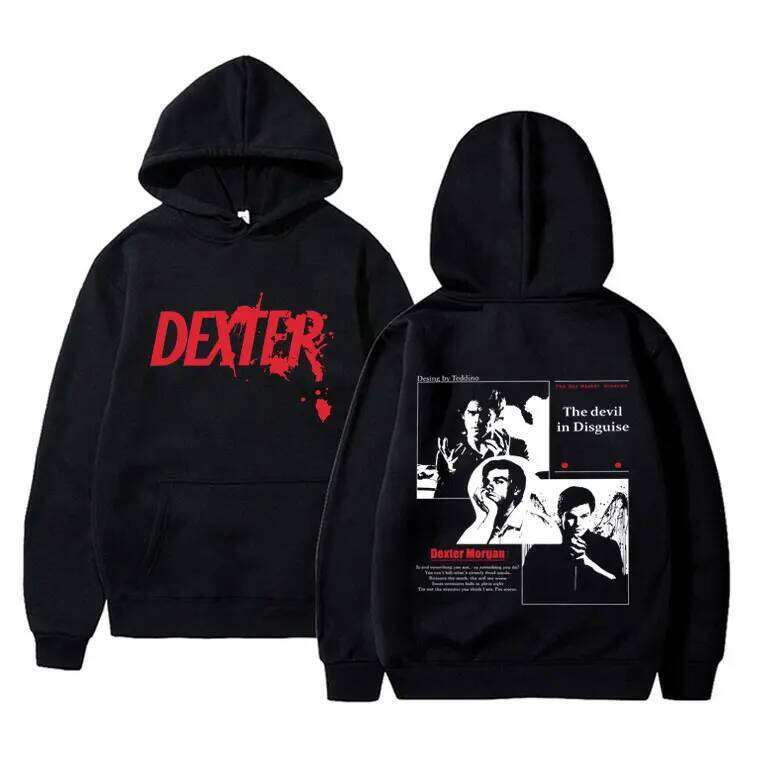 Dexter Morgan's devil pattern printed for men's casual retro streetwear and fashionable Harajuku hoodie Z260315