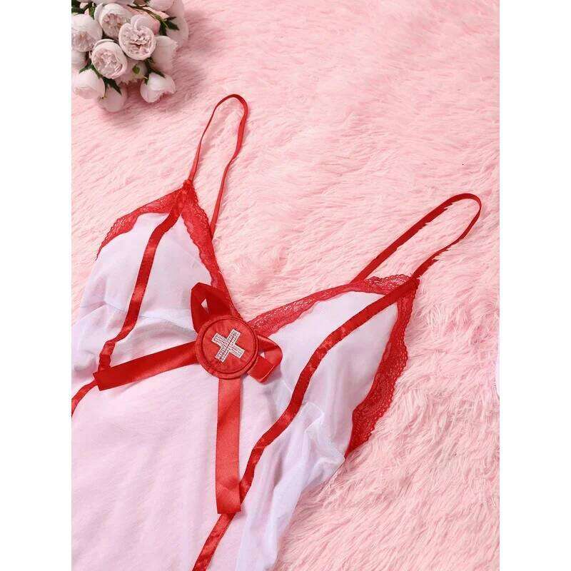 Lingerie Underwear Transparent Porno Lace Bra And Panty Garter Costumes Sexy Hot Erotic Nurse Set