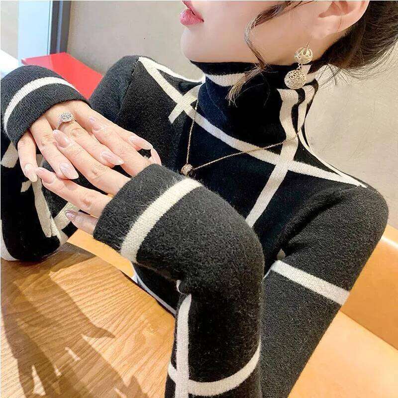 High neck base shirt autumn and winter fashionable new pullover knitted sweater women inner top Z260313
