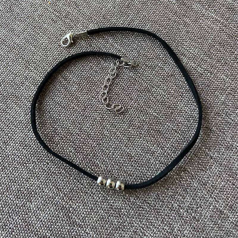 Boho Slim Choker with Silver Color Beads Fashion Short Necklaces for Women Girls Kids Gothic Travel Jewelry Gift H260312