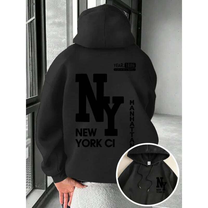 Autumn/Winter New Street Trend Letter Print Men Women Hooded Sweatshirt Autumn Winter Daily Outdoor Casual Loose Warm Sportswear Z260314