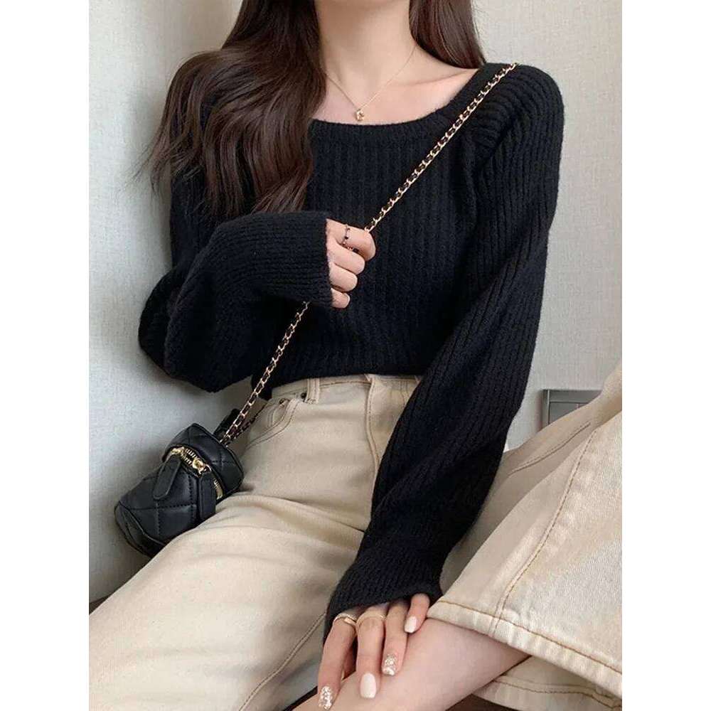 Autumn Winter Loose Sweaters Casual Soft Long Puff Sleeve Pullovers Jumpers Knitwear Basic Sweater For Women Tops Z260314