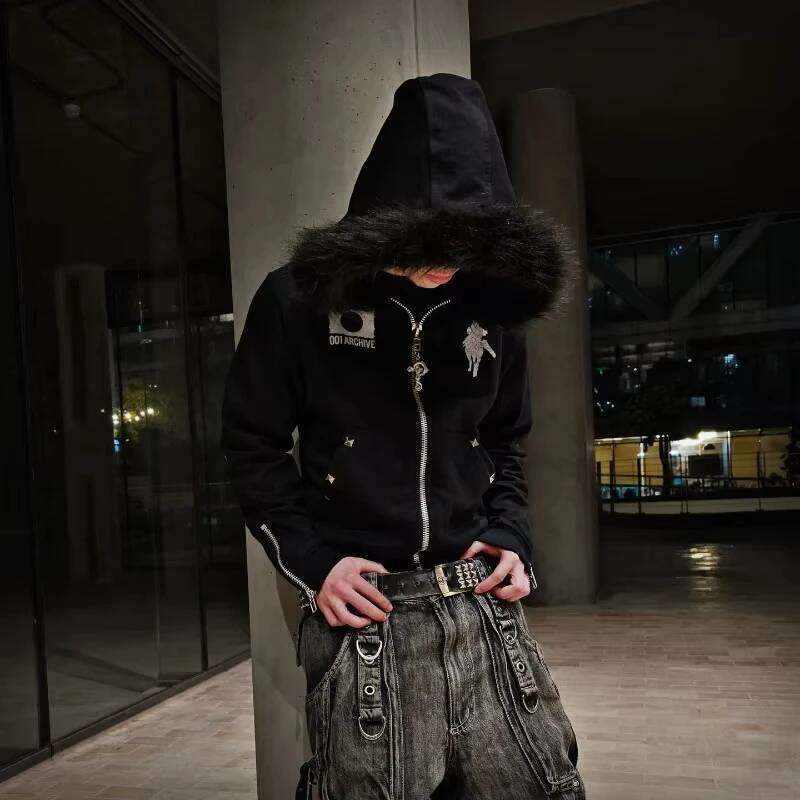 2025 American New Pattern Letter Printing Casual Zipper Sweater Female Y2K Harajuku Hip Hop Gothic Joker Loose Sports Hoodies Z260314