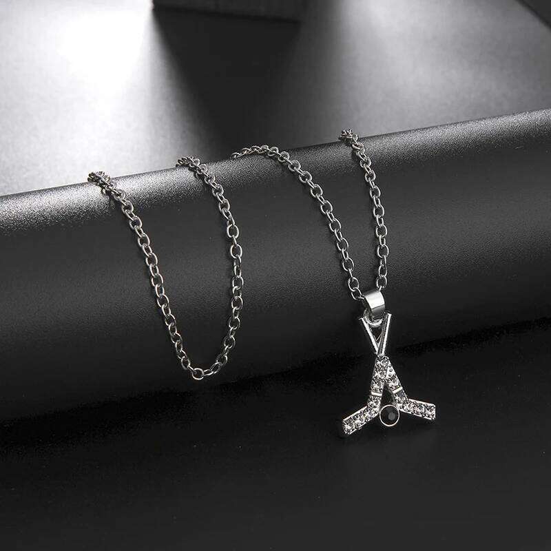 Teamer Clear Crystal Hockey Stick Pendant Necklace for Woman Men Adjustable Chain Fashion Sport Charms Silver Color Jewelry Gift H260312