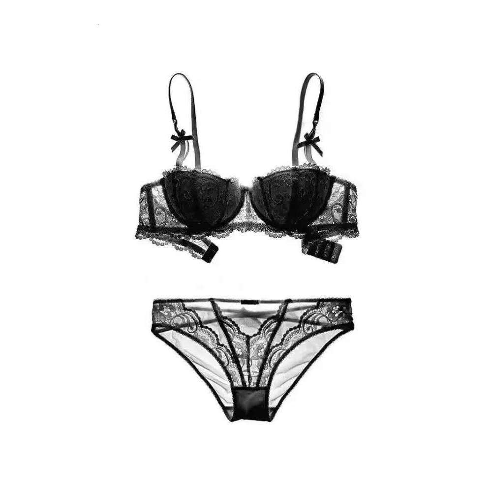 French Lace Half-Cup Bra Ultra-Thin Compact Small Bras Kawaii Lingerie Sexy Push Up Japanese Style Minimalist Design for Women