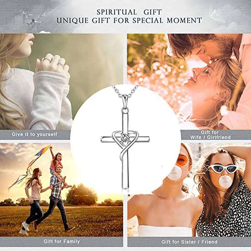 Huitan Delicate Trendy Cross Necklace Female Fashion Jewelry with Brilliant Zirconia Silver Color Pendant Accessories for Women H260312