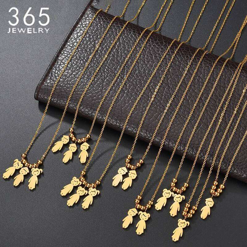 Personalized Custom Boy Girl Kids Pendant Stainless Steel Women Child Engraved Name Date Beads Necklace Family Jewelry H260312
