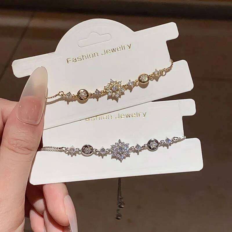 Luxury Zircon Snowflake Bracelets For Women Girls Exquisite Crystal Flower Adjustable Chain Bracelet Wedding Jewelry Gifts Z260313