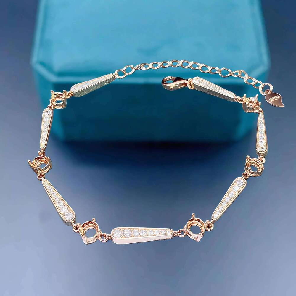 Fashion DIY Empty Bracelet Holder S925 Sterling Silver 4mm Round Stone Fine Simple Design Charm Weddings Jewelry for Woman Z260313