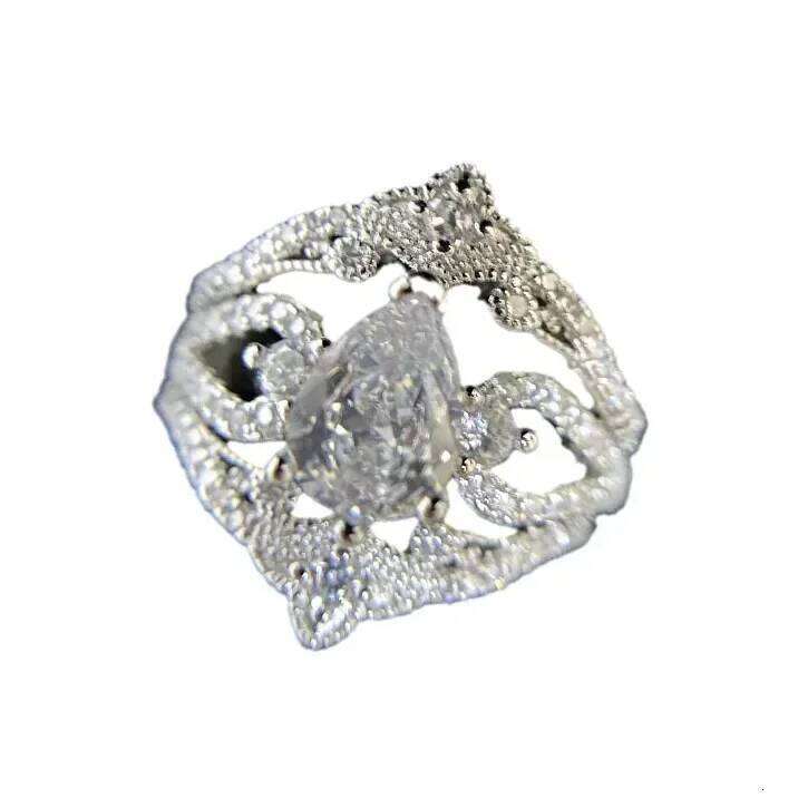 MDL Moissanite Style.Vintage 3.0 Ct Opal Set Gold Plated Removable Moonstone Personalised Lace Full Diamond Ring H260312