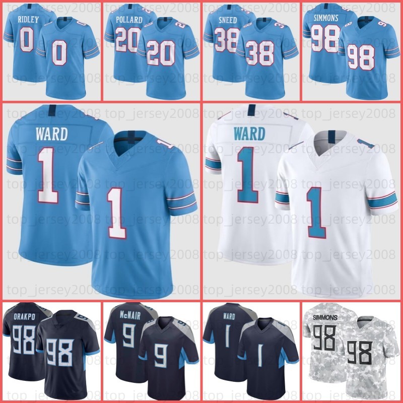 Cameron Cam Ward Ridley Will 20 Tony Pollard Football Jersey Robinson Treylon Burks JC Latham Jeffery Simmons Kevin Byard Peter Skoronski George Steve McNair
