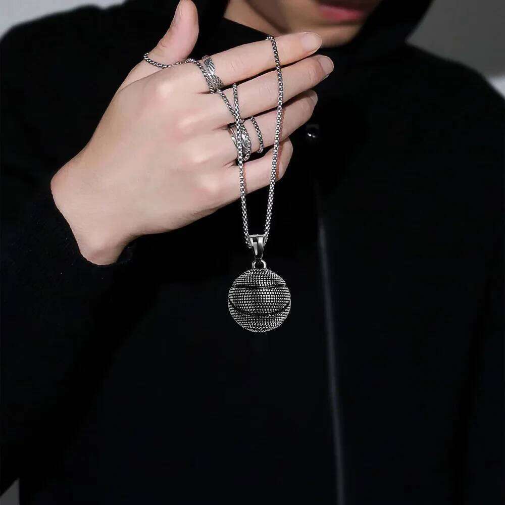 Basketball Pendant Men's Necklace New Sports Style Stainless Steel Chain Fashion Hip Hop Neck Accessories Party Jewelry Gifts H260312