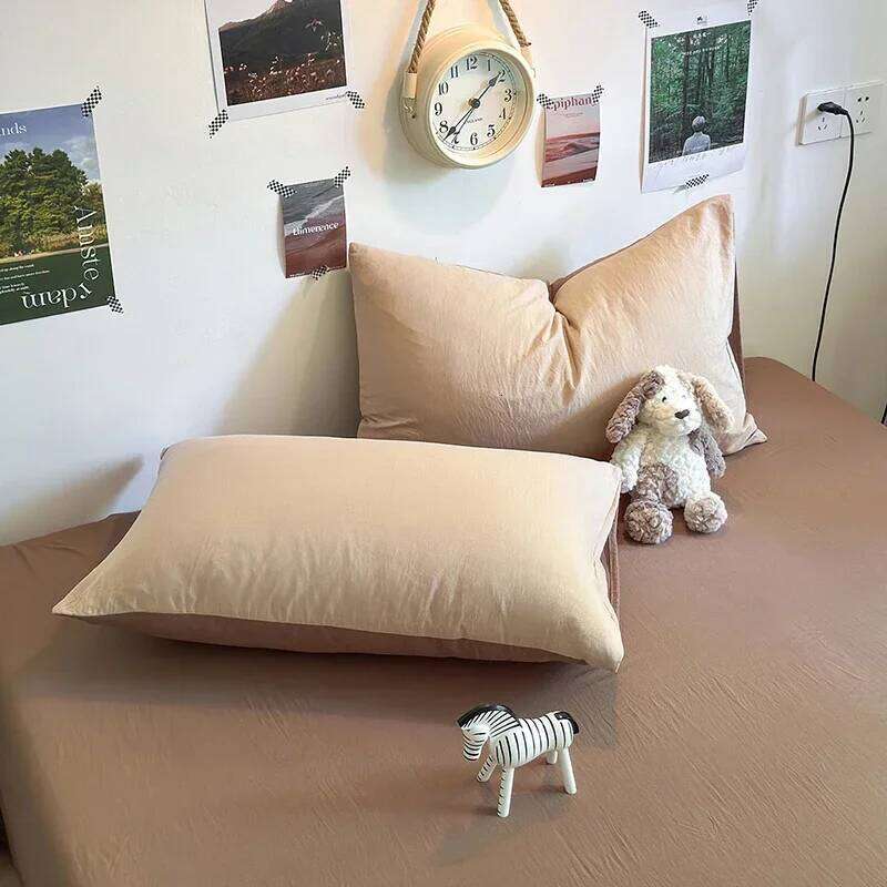 New Duvet Super Soft Pure Color Wash Quilt Cover 4-piece Bedding Set 3-piece Dormitory 180x220 200x230 Skin-friendly H260312 - view 5