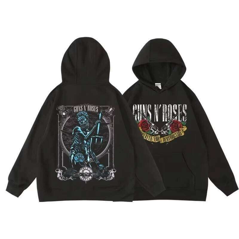 Guns N' Roses We'Re Back Retro Street Style Hoodie for Women O-Neck Pocket Fleece Breathable Pullover Woman Hoody Z260314