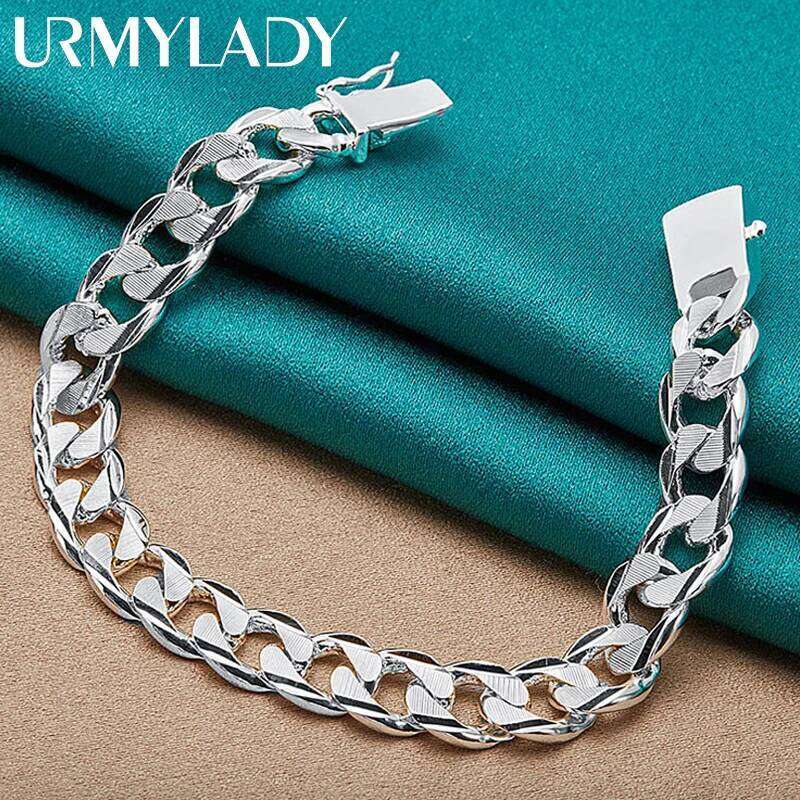 925 Sterling Silver 10mm Side Chain Bracelet Wedding Party Exquisite Charm Men Gift For Women Fashion Jewelry Z260313