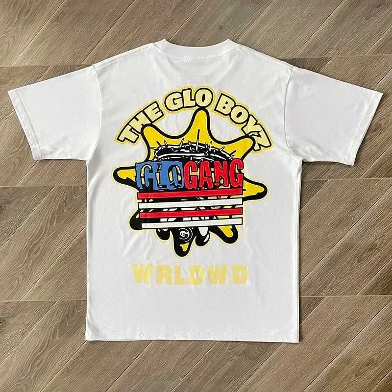 High-quality Summer Short-sleeved Mens Glo Gang Boyz Worldwide Tee Drinks Cartoon Mens Womens Cotton Short-sleeved T-shirts D260313