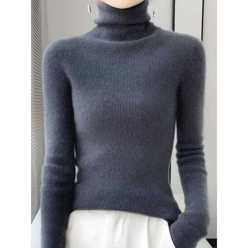 Grace Women Slim Sweater Pullover Turtleneck Basic Cashmere Autumn Winter 100% Merino Wool Knitwear Soft High-end Threaded Tops Z260313