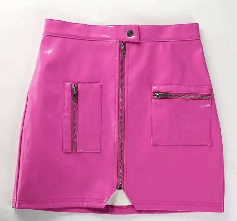 Summer New Sexy Pocket Zipper PU Irregular Hip Wrap Skirt for Women Z260314