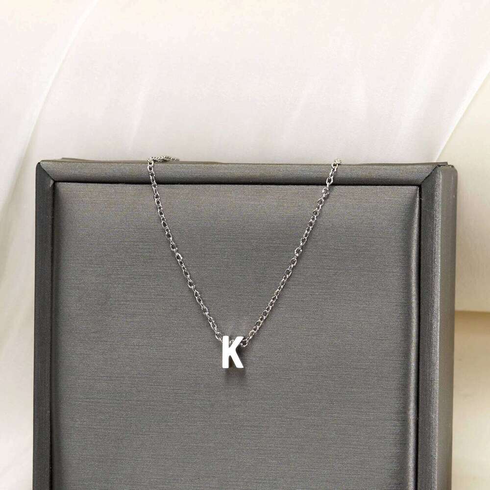 Silver Color Tiny A-Z Initial Letter Necklace for Women Stainless Steel 26 Alphabet Name Pendant Necklaces Jewelry Birthday Gift H260312