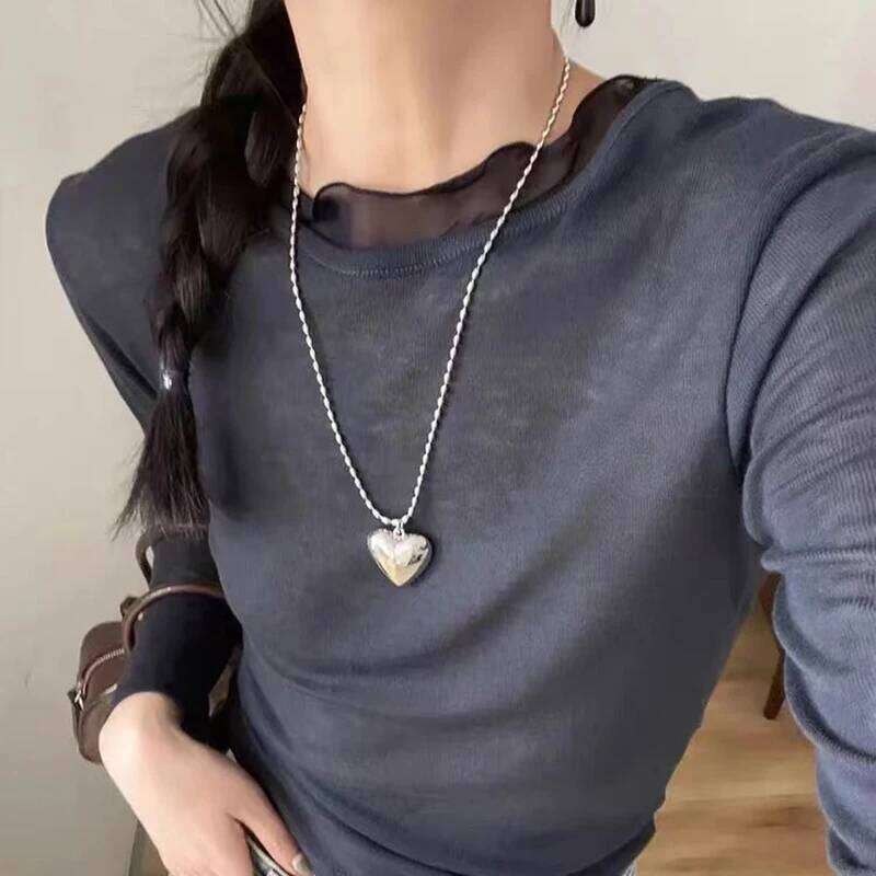 Women's Heart Pendant Fashion Punk Girl Party New Design Gift Metal Chain Necklace H260312