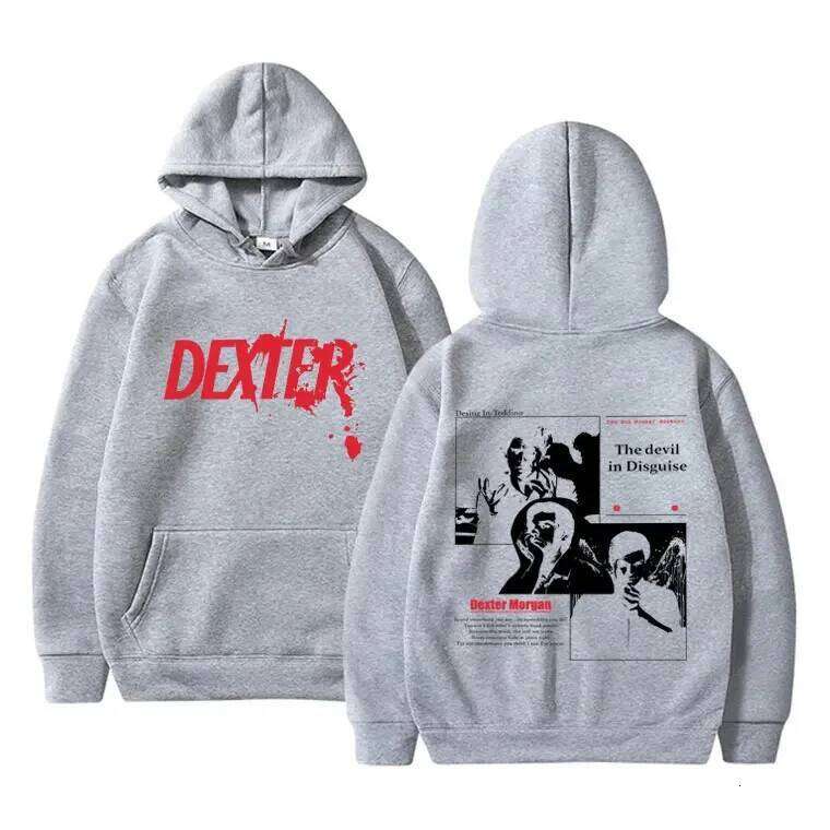 Dexter Morgan's devil pattern printed for men's casual retro streetwear and fashionable Harajuku hoodie Z260315