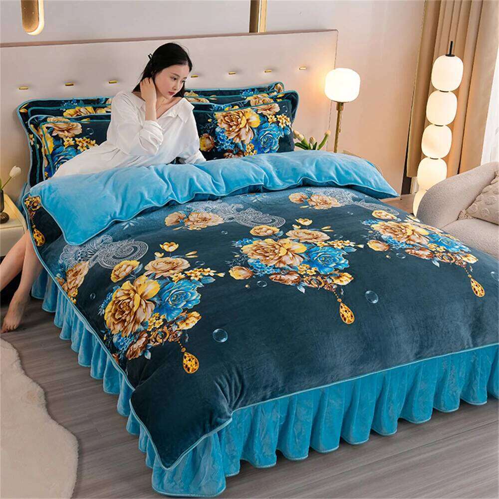 Light Milk Four-Piece Sets Winter Thickened Class A Bedding Set Warm Fleece Home Anti-static Duvet Cover Bed Sheet H260311 H260312 - view 3