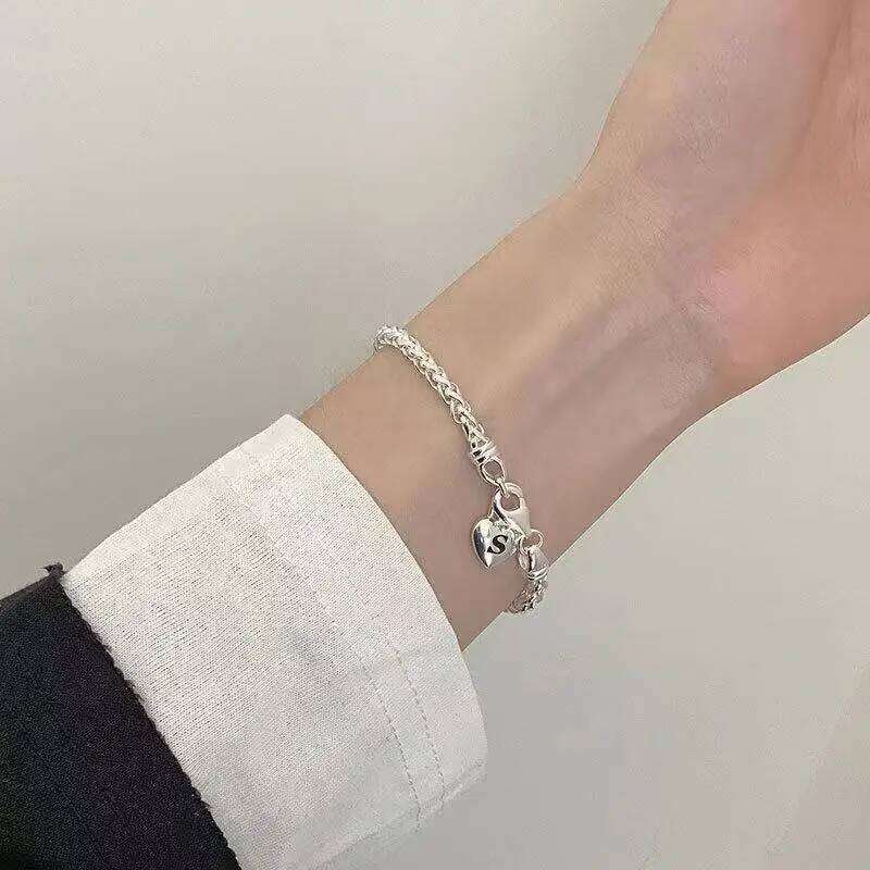 925 Sterling Silver Bracelet Heart Pendant S Letter Accessories Hand Women Engagement Charm Jewelry Gift Z260313