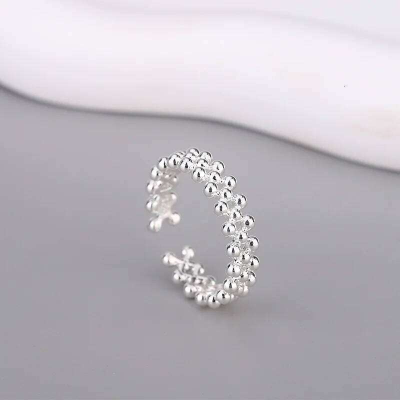 Sterling Silver Bilayer Ball Open Rings For Women Wedding Quality Jewelry Accessories Argent 925 H260312